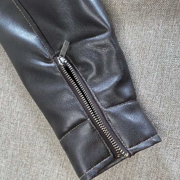 Kenneth Cole Reaction Faux Leather Jacket Kids Boys 4 Brown Biker Jacket - Picture 13 of 15